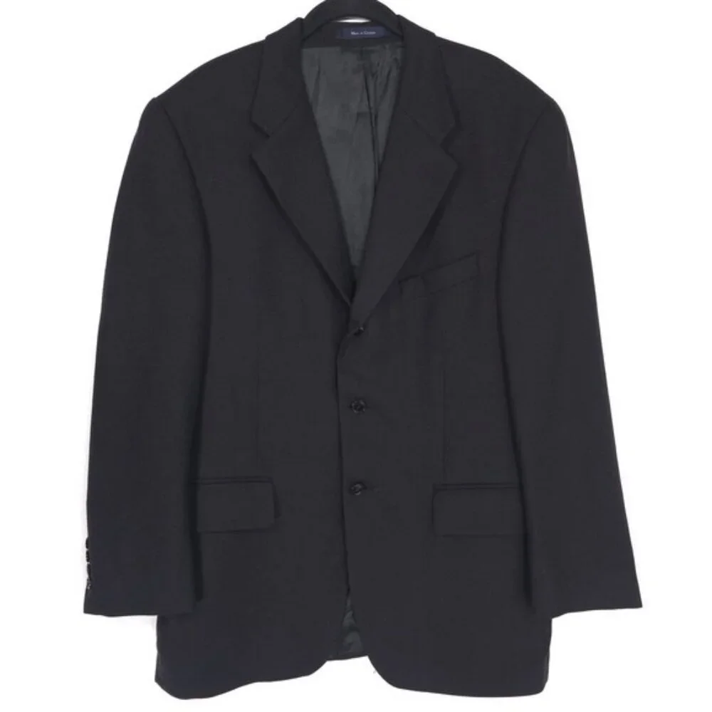 RALPH LAUREN Men's Blazer 42R SILK WOOL Black Suit Jacket Sport Coat CANADA MADE